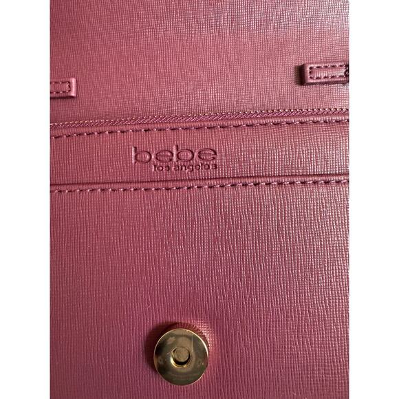 New BEBE berry 8x5x2 embossed crossbody with 21” gold tone and braided shoulder - Picture 7 of 13